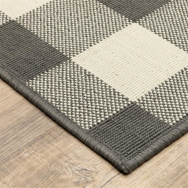 Homeroots 3 x 5 ft. Gray & Ivory Gingham Indoor & Outdoor Area Rug 389624